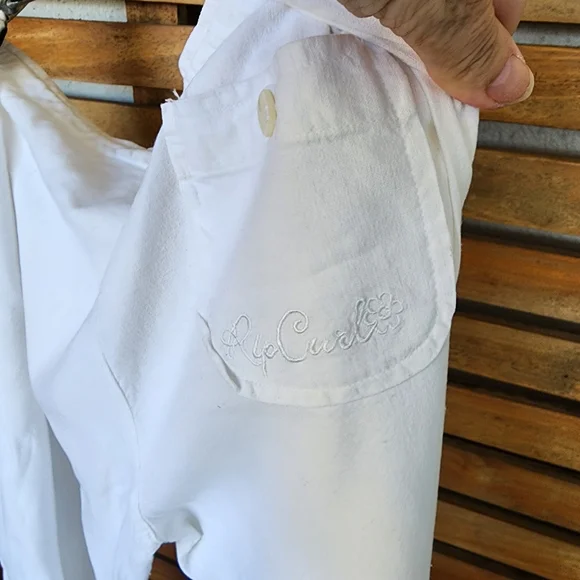 Y2K RIPCURL pants  white linen/viscose/cotton casual Size 12 - Picture 8 of 11